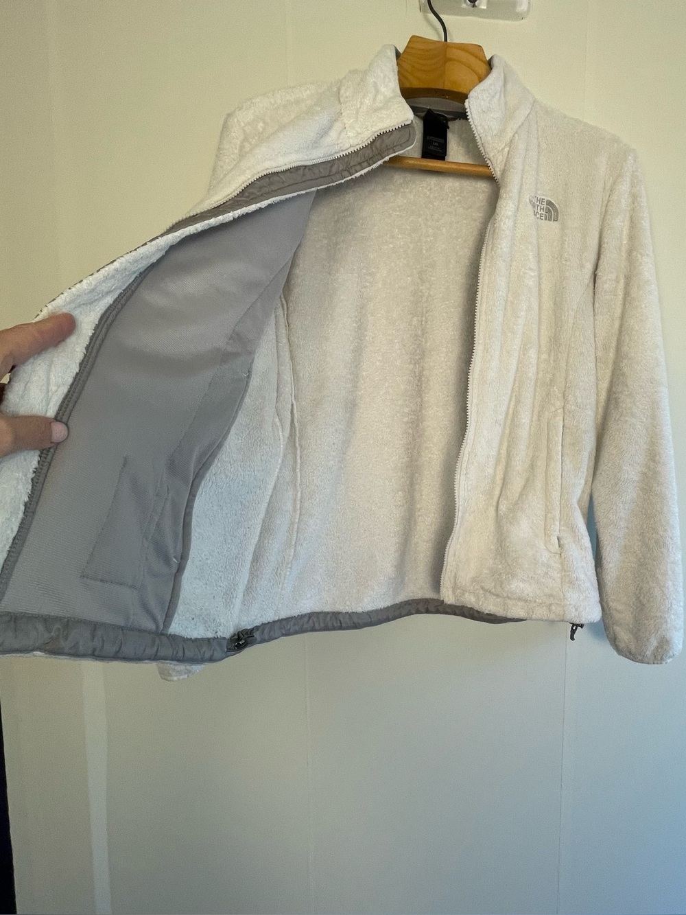 THE NORTH FACE White Osito Full Zip Shaggy Fleece Jacket Women's Outdoors -Large - Picture 15 of 15